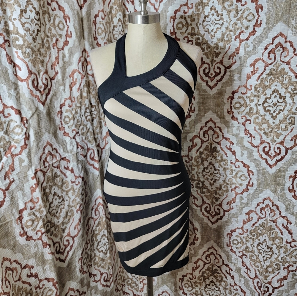 La Reyna black and tan mini dress